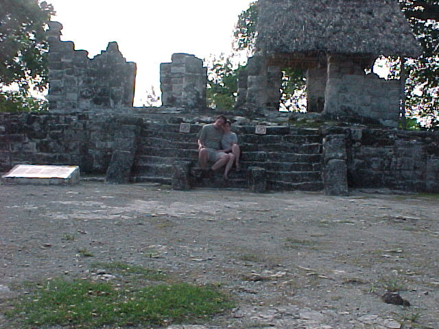 Kris and Steve at the Mayan Ruins (distance)